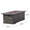 Outdoor Patio Concrete Fire table, Rectangle Gas Burning 56-Inch Fire Pit - 50, 000 BTU, Stone Pattern Fire Table, Grey - as Pic