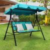 3 Person Steel Frame Patio Swing with Polyester Angle and Adjustable Canopy - Blue