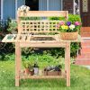 Garden Potting Bench Workstation Table with Sliding Tabletop Sink Shelves - Natural