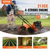 VEVOR Tiller Cultivator, 212CC 4-Stroke Garden Cultivator, Tiller with 4 Steel Adjustable Rear Tines for Lawn, Garden and Field Soil Cultivation - 212