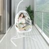 Hanging Egg Chair with Stand Indoor/Outdoor, Swinging Hammock Chair for Bedroom, Outside, Patio and Porch - White