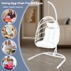 Hanging Egg Chair with Stand Indoor/Outdoor, Swinging Hammock Chair for Bedroom, Outside, Patio and Porch - White