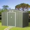 9' x 6' Outdoor Storage Shed, Garden Tool House with Foundation, 4 Vents, and 2 Easy Sliding Doors for Backyard, Patio, Garage, Lawn, Green - as Pic