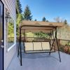 3 Person Steel Frame Patio Swing with Polyester Angle and Adjustable Canopy - Brown