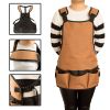 Canvas Garden Apron with Storage Pockets Craft Work Wear Garden Tool - Brown