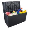 120gal 460L Outdoor Garden Plastic Storage Deck Box Chest Tools Cushions Toys Lockable Seat Waterproof - Black