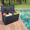 120gal 460L Outdoor Garden Plastic Storage Deck Box Chest Tools Cushions Toys Lockable Seat Waterproof - Black