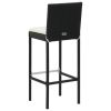 Garden Bar Stools with Cushions 4 pcs Black Poly Rattan - Black