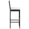 Garden Bar Stools with Cushions 4 pcs Black Poly Rattan - Black