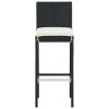 Garden Bar Stools with Cushions 4 pcs Black Poly Rattan - Black