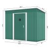 4.2 x 9.1 Ft Outdoor Storage Shed, Metal Tool Shed with Lockable Doors Vents, Utility Garden Shed for Patio Lawn Backyard, Green - as Pic