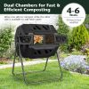 Tumbling Compost Bin Outdoor 360¬∞ Rotatable Tumbling Composter - Black - Garden Supplies