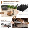 Indoor/Outdoor Small Firewood Rack with Handle - Black - 18 x 13 x 18 inch