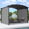 Patio Pergola 9 x 11ft Arched Gazebo with Waterproof Sun Shade Shelter Awning Steel Frame Grape Gazebo for Garden Backyard -Grey - as Pic