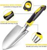 Gardening Hand Tools 3 Piece Set - Heavy Duty Garden Trowel, Transplanter, Hand Rake - Ergo Grip Handle - Bend-Proof & Rust-Proof Design - A