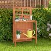 Folding Garden Potting Bench with 2-tier Storage Shelves and Teak Oil Finish for Garden Yard Balcony - Natural