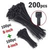 Household and Commercial Multi Usage Nylon Cable Wire Zip Ties - Black - 4 & 8 Inch