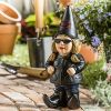 1pc Gnome Statue, Biker Themed Garden Gnome, Fairy Garden Accessories, Decoration For Indoor Desktop Outdoor Lawn Yard Garden - Halley Female