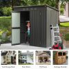 Backyard Storage Shed with Sloping Roof Galvanized Steel Frame Outdoor Garden Shed Metal Utility Tool Storage Room with Latches and Lockable Door (6x4