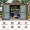 Outdoor Storage Shed 10'x8', Metal Tool Sheds Storage House with Lockable Double Door,Large Bike Shed Waterproof for Garden,Backyard,Lawn(Brown) - as