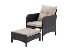 5 Piece Outdoor Patio Furniture Set,All Weather PE Rattan Conversation Chairs with Armrest and Removable Cushions,Ottomans and Storage Coffee Table fo