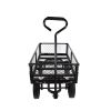 (Black solid wheels wagon cart) Solid wheels Tools cart Wagon Cart Garden cart trucks make it easier to transport firewood - as Pic