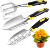 Gardening Hand Tools 3 Piece Set - Heavy Duty Garden Trowel, Transplanter, Hand Rake - Ergo Grip Handle - Bend-Proof & Rust-Proof Design - A