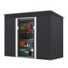 4.2 x 9.1 Ft Outdoor Storage Shed, Metal Tool Shed with Lockable Doors Vents, Utility Garden Shed for Patio Lawn Backyard, Dark Gray - as Pic