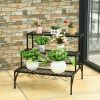 3 Tiers Metal Decorative Plant Stand - Black