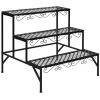 3 Tiers Metal Decorative Plant Stand - Black