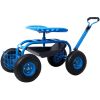 Rolling Garden Scooter Garden Cart Seat with Wheels and Tool Tray, 360 Swivel Seat,Blue - as Pic