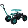 Rolling Garden Scooter Garden Cart Seat with Wheels and Tool Tray, 360 Swivel Seat,Green - as Pic