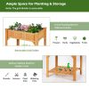 8 Grids Wood Elevated Garden Planter Box Kit with Liner and Shelf - Natural