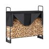 Indoor/Outdoor Small Firewood Rack with Handle - Black - 52 x 12 x 46 inch