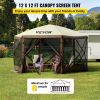 VEVOR Camping Gazebo Screen Tent; 12*12ft; 6 Sided Pop-up Canopy Shelter Tent with Mesh Windows; Portable Carry Bag; Stakes - 12 ft x 12 ft