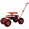 Rolling Garden Scooter Garden Cart Seat with Wheels and Tool Tray, 360 Swivel Seat,Red - Green - 24.4*11.4*16.5cm