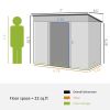 Outsunny 7' x 4' Metal Lean to Garden Shed, Outdoor Storage Shed, Garden Tool House with Double Sliding Doors, 2 Air Vents for Backyard, Patio, Lawn,