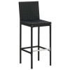 Garden Bar Stools with Cushions 2 pcs Black Poly Rattan - Black