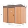 4.2 x 9.1 Ft Outdoor Storage Shed, Metal Tool Shed with Lockable Doors Vents, Utility Garden Shed for Patio Lawn Backyard,Brown - as Pic