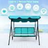 3 Person Steel Frame Patio Swing with Polyester Angle and Adjustable Canopy - Blue