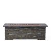 Outdoor Patio Concrete Fire table, Rectangle Gas Burning 56-Inch Fire Pit - 50, 000 BTU, Stone Pattern Fire Table, Grey - as Pic