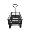 (Black solid wheels wagon cart) Solid wheels Tools cart Wagon Cart Garden cart trucks make it easier to transport firewood - as Pic