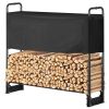 Indoor/Outdoor Small Firewood Rack with Handle - Black - 52 x 12 x 46 inch