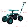 Rolling Garden Scooter Garden Cart Seat with Wheels and Tool Tray, 360 Swivel Seat,Green - as Pic