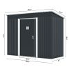 4.2 x 9.1 Ft Outdoor Storage Shed, Metal Tool Shed with Lockable Doors Vents, Utility Garden Shed for Patio Lawn Backyard, Dark Gray - as Pic