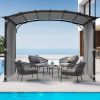 Patio Pergola 9 x 11ft Arched Gazebo with Waterproof Sun Shade Shelter Awning Steel Frame Grape Gazebo for Garden Backyard -Grey - as Pic