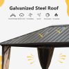 10'x12' Permanent Outdoor Galvanized Steel Roof Gazebo with Aluminum Frame, Pavilion Metal Gazebos with Netting & Curtains for Garden, Patios, Lawns,