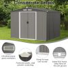 8 x 6 Feet Galvanized Steel Storage Shed for Garden Yard - Gray