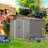 8 x 6 Feet Galvanized Steel Storage Shed for Garden Yard - Gray