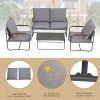 4-Piece Outdoor Patio Furniture Sets, Patio Conversation Set with Removable Seating Cushion, Courtyard Patio Set for Home, Yard, Poolside (Grey)  - Li